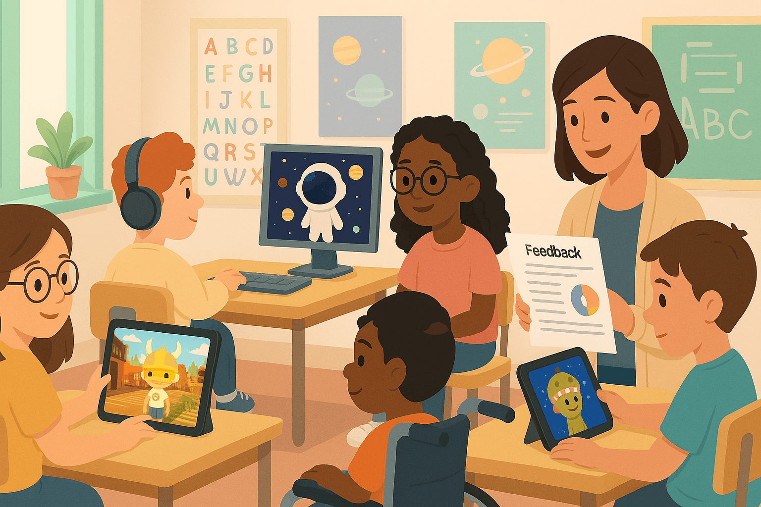 Learners using Pxl-Persona in an education setting