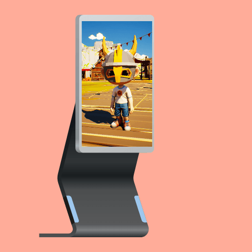 Museum avatar guide shown on a visitor-facing kiosk