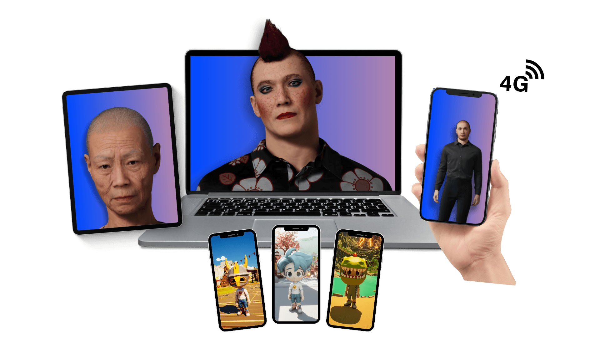 Pxl-Persona app shown across desktop, tablet, and mobile devices